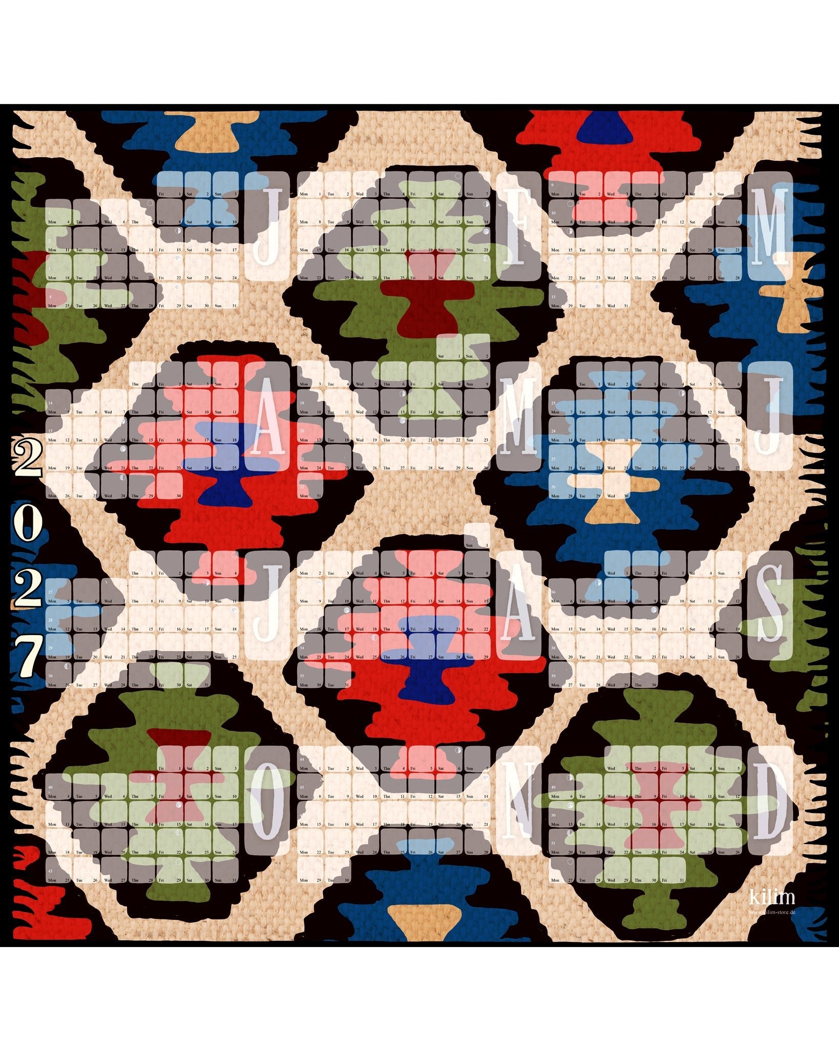 Fine Art Wandkalender // Kilim Leo creme - Kilim