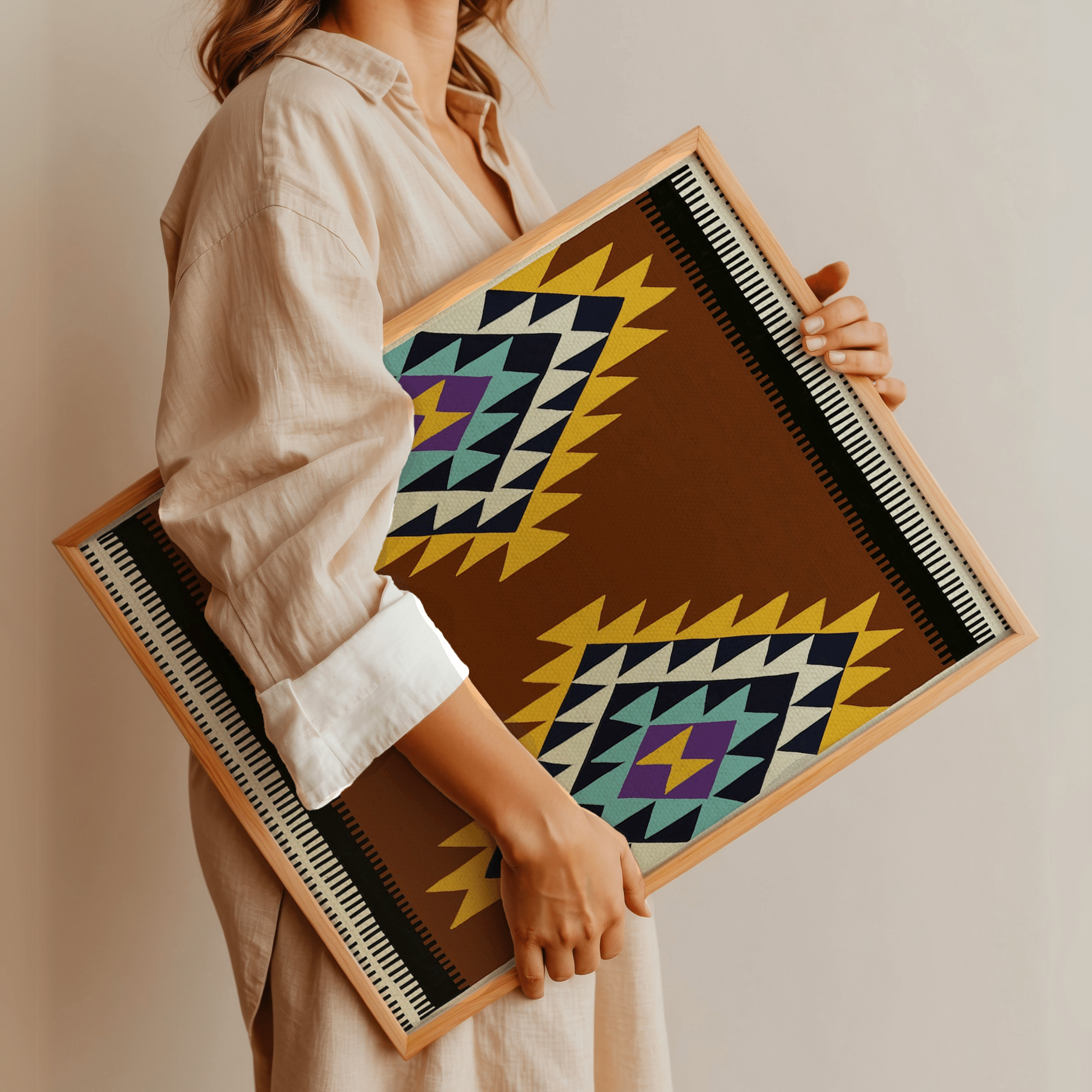 Kunstdruck Peacock kastanienbraun - Kilim