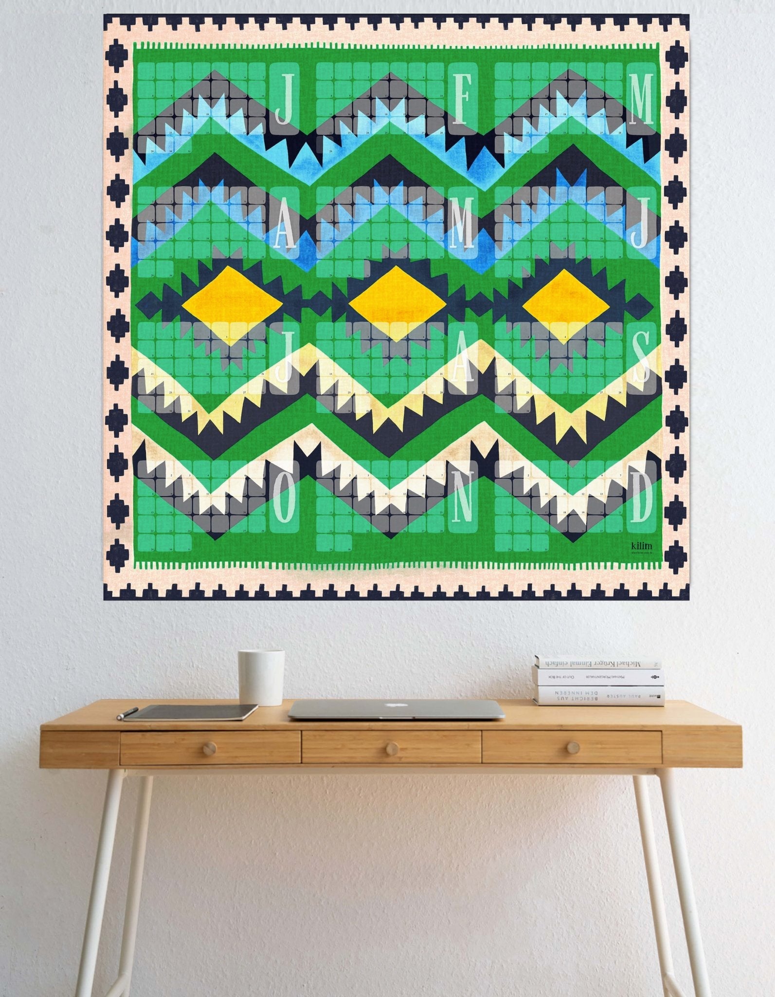 Limitierter Wandkalender // Kilim Classic grün - Kilim