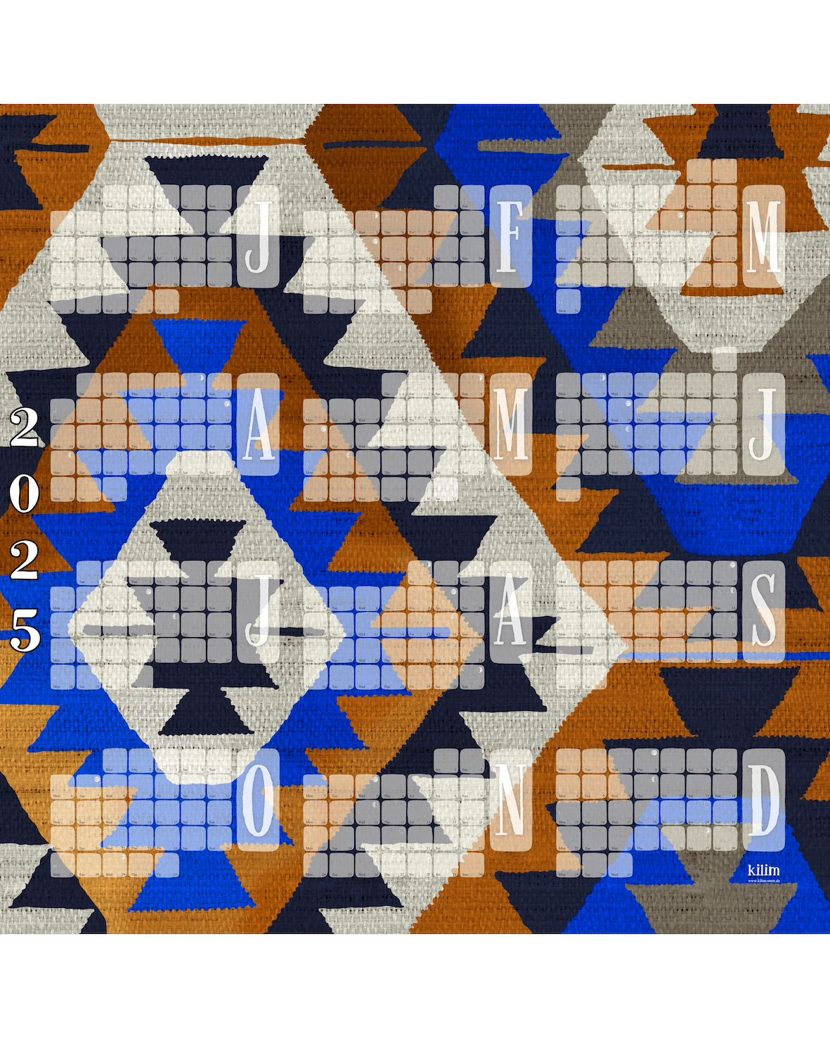 NEU: Wandkalender Kilim Diamond braun - Kilim