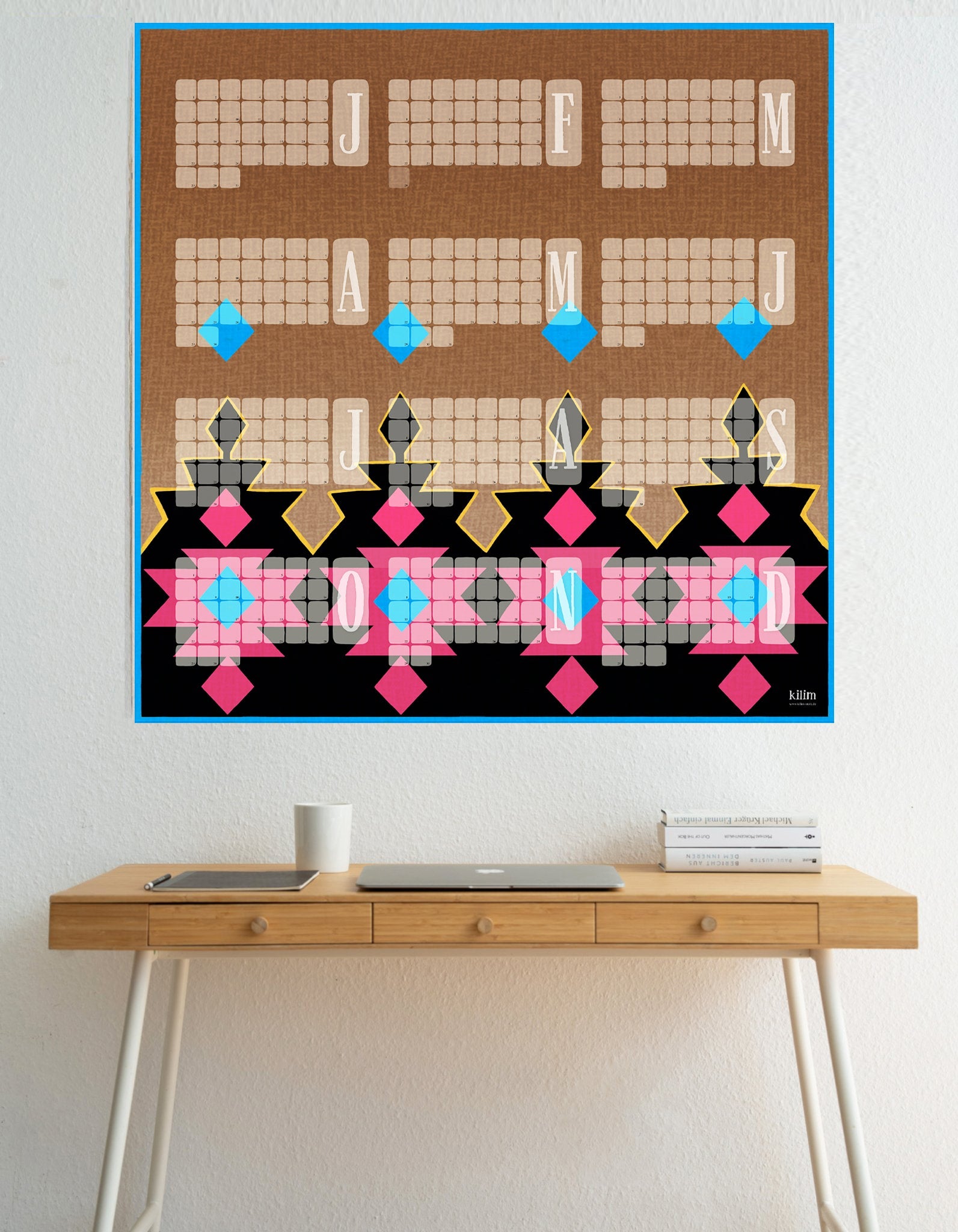 Geburtstagskalender // Kilim Big Mountain braun pink - Kilim
