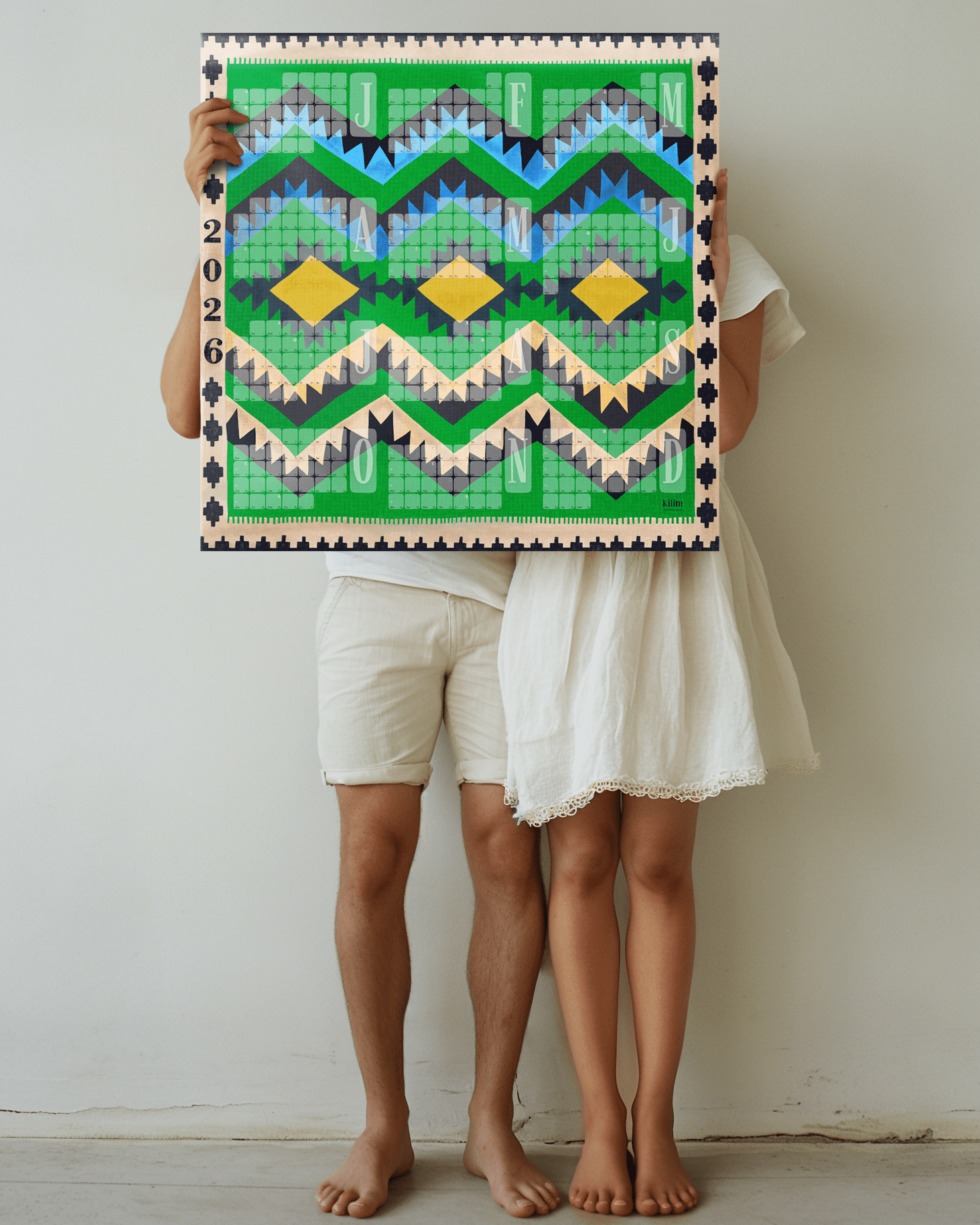 Wandkalender // Kilim Classic grün - Kilim