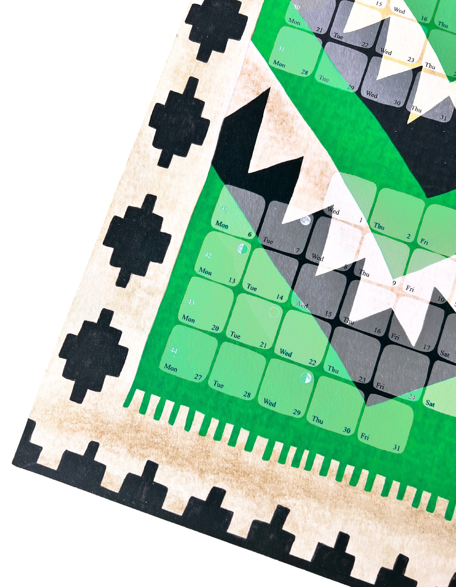 Living at Home Wandkalender // Kilim Classic grün - Kilim