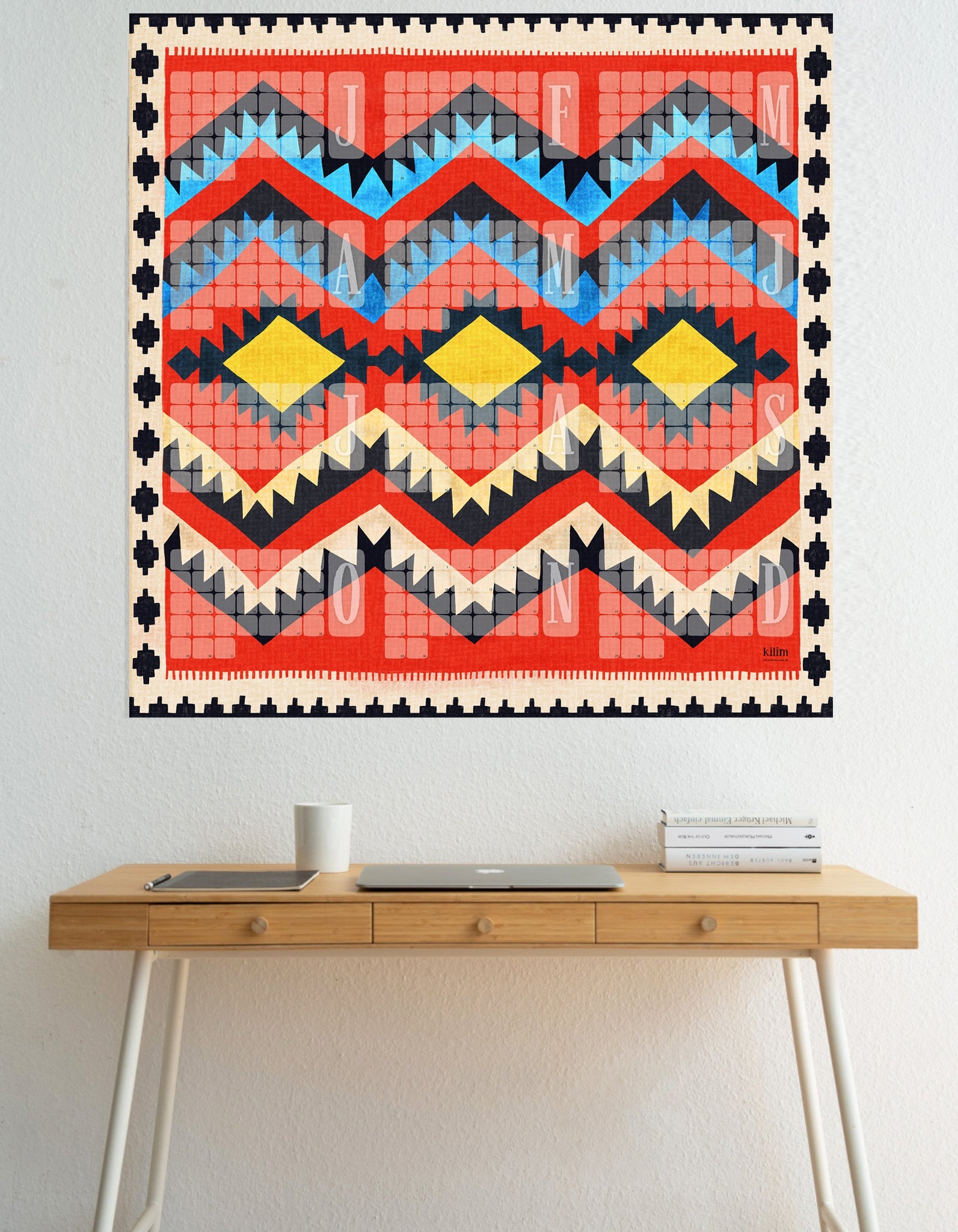Living at Home Wandkalender // Kilim Classic rot - Kilim