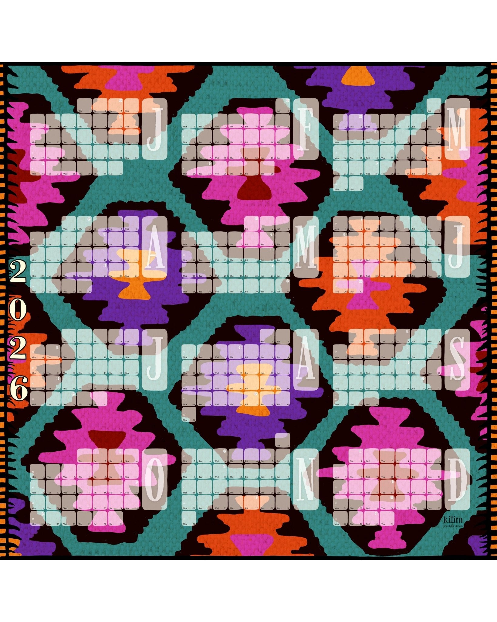 Wandkalender // Kilim Leo mint - Kilim