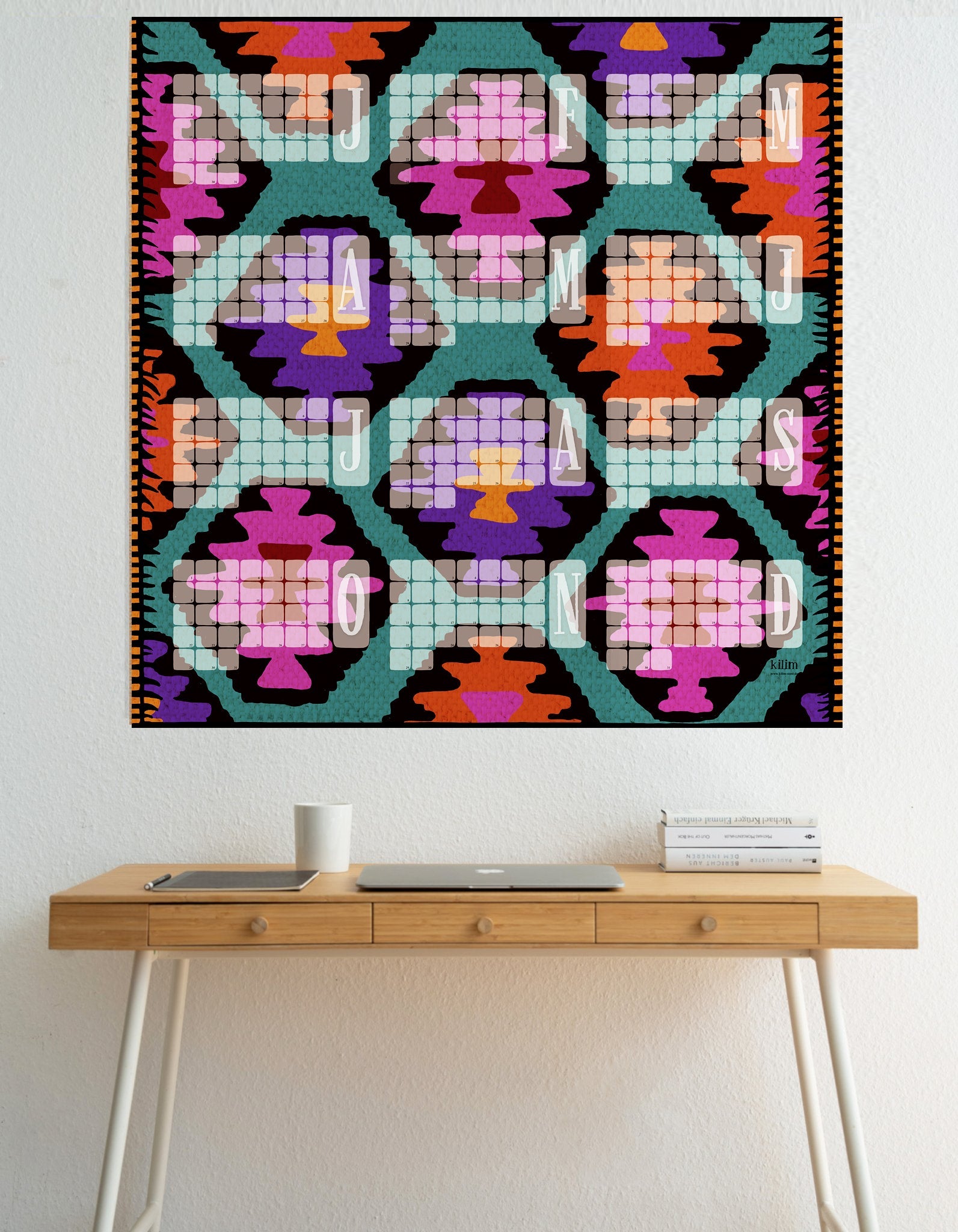 Immerwährender Kalender // Kilim Leo mint - Kilim