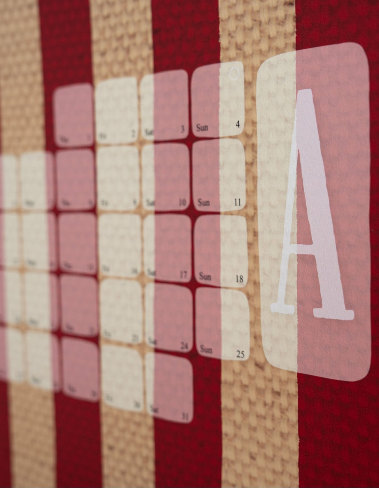 Typografie Kalender // Kilim Stripe creme rot - Kilim