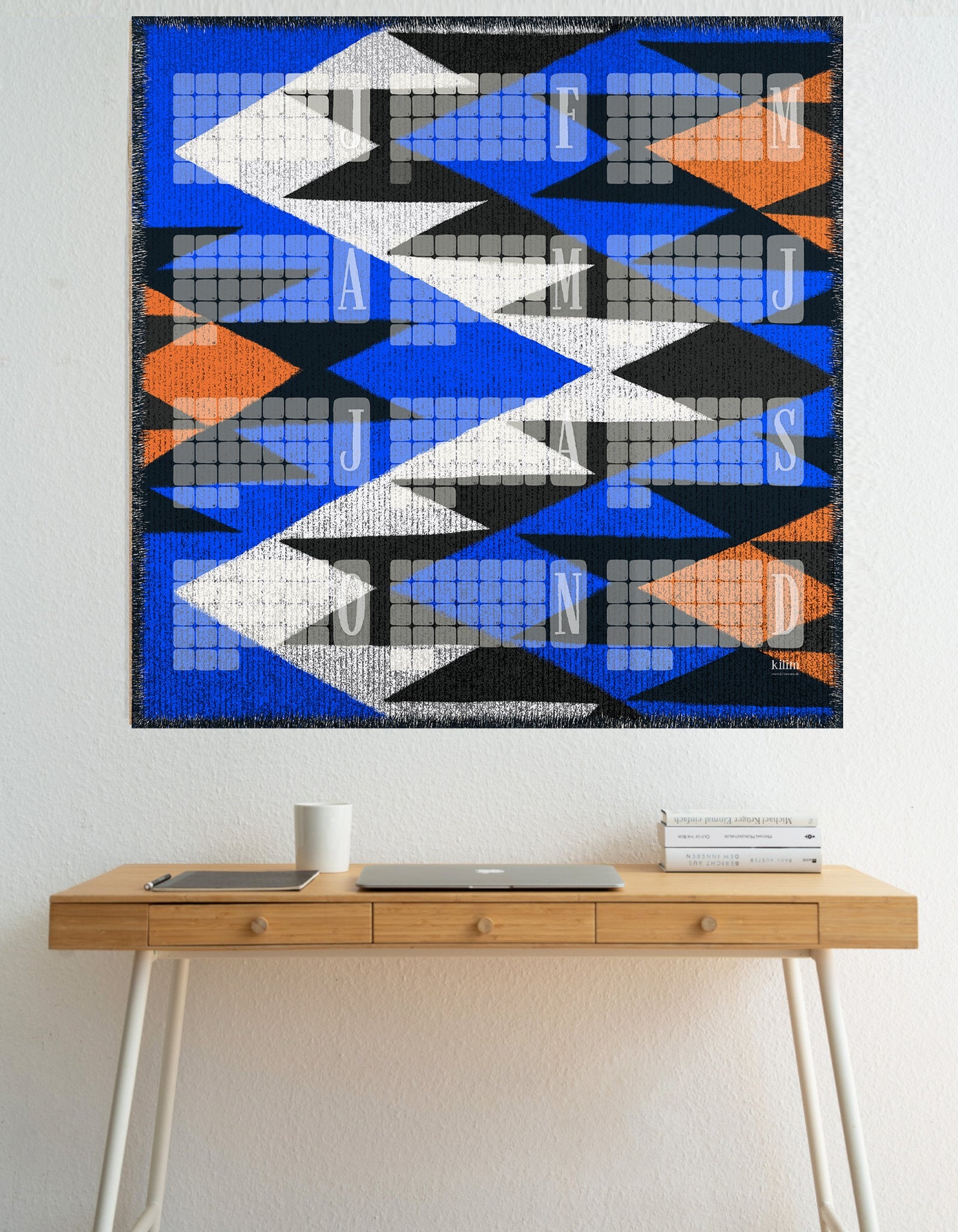 Geburtstagskalender // Kilim Tiger blau - Kilim