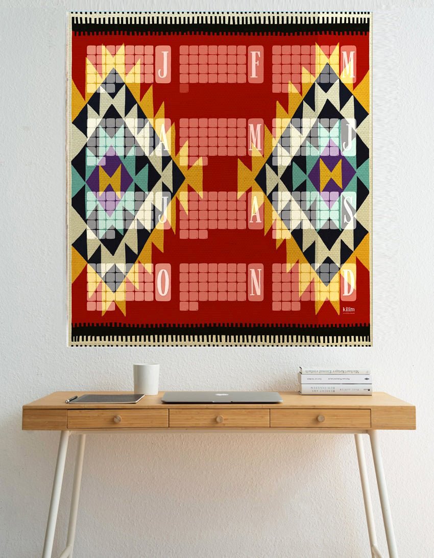 Geburtstagskalender // Special Edition: Kilim Peacock rostbraun - Kilim