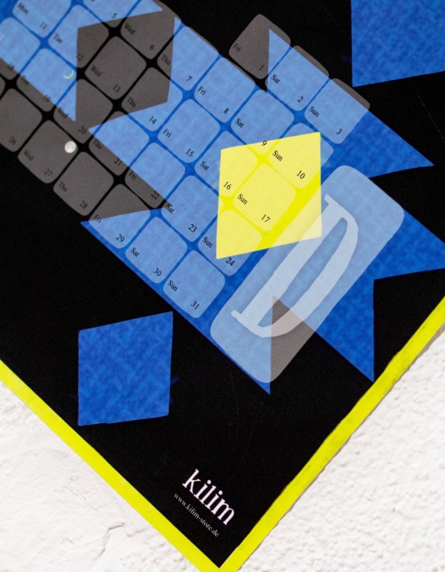 Designkalender 2025// Kilim Big Mountain blau grau - Kilim