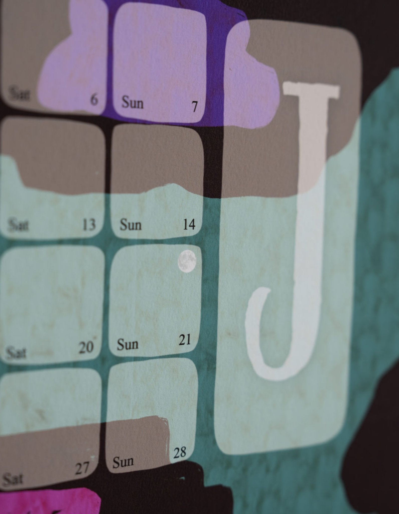 Monatsübersicht Wandkalender mit Mondphasen // Kilim Leo mint - Kilim