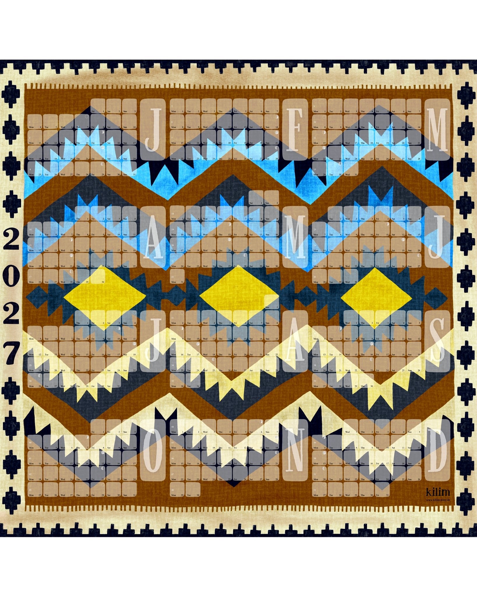 Fine Art Wandkalender // Kilim Classic goldbraun - Kilim