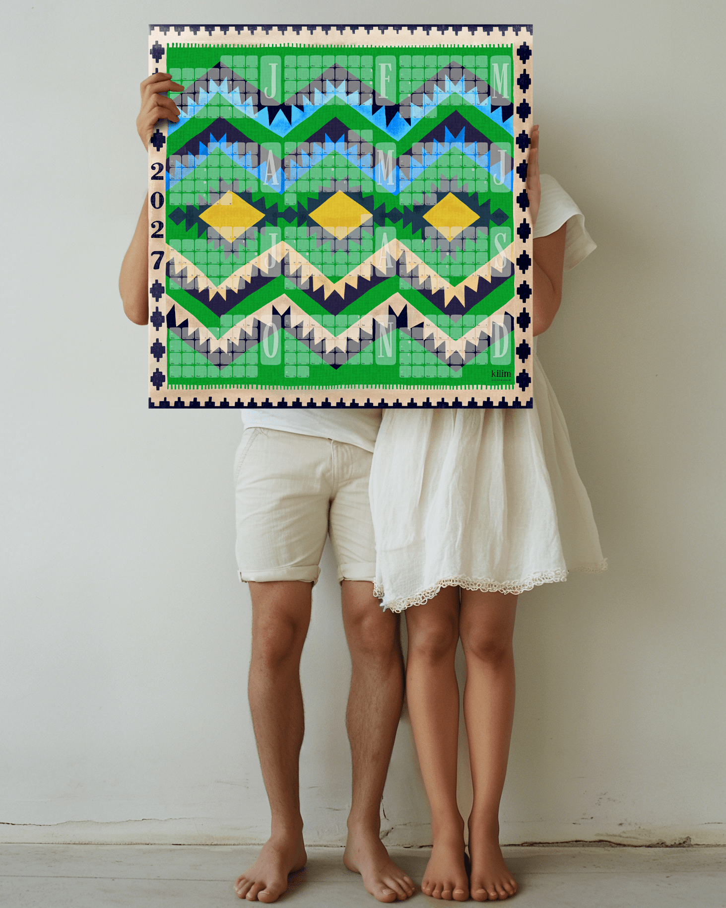 Fine Art Wandkalender // Kilim Classic grün - Kilim