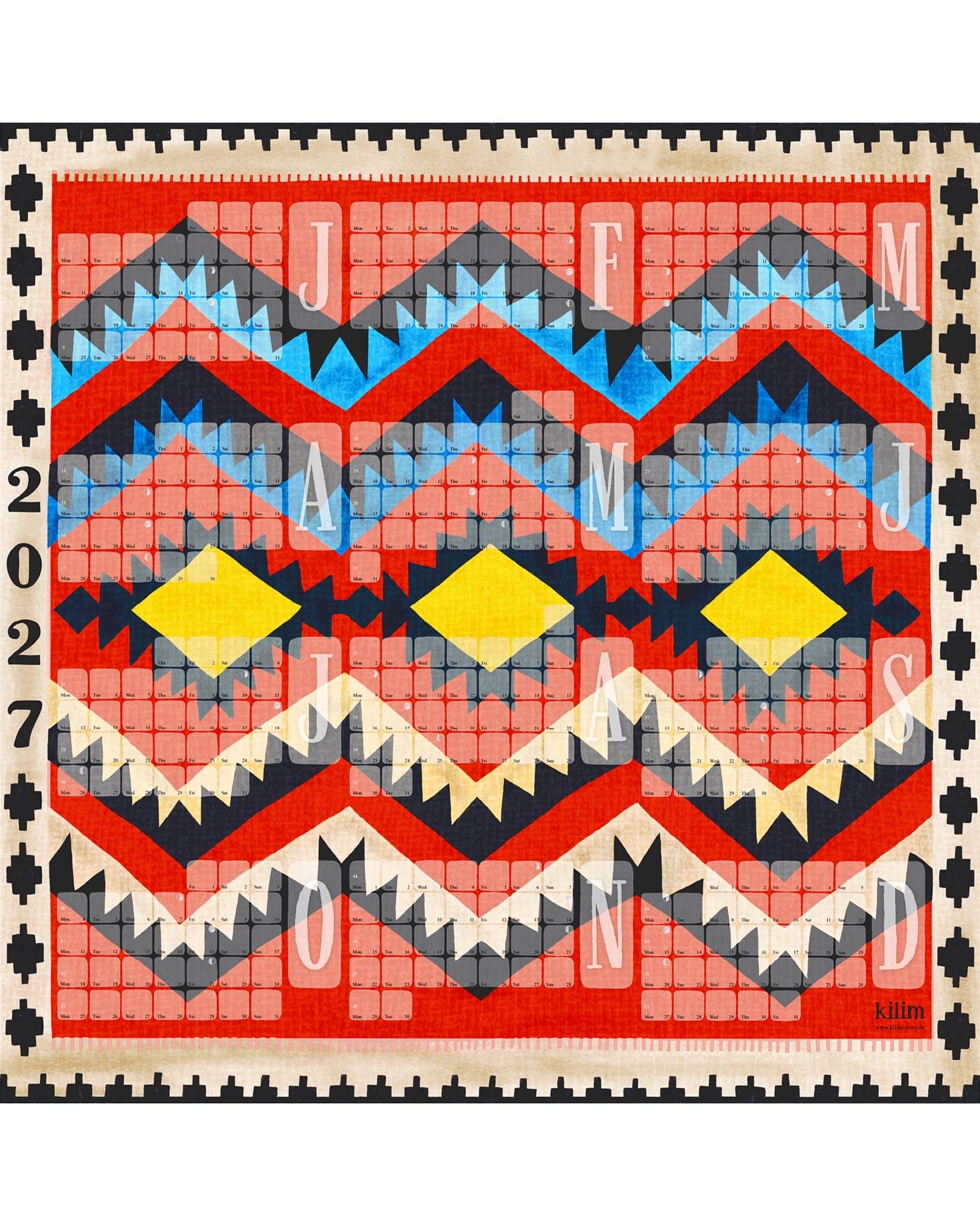 Fine Art Wandkalender // Kilim Classic rot - Kilim