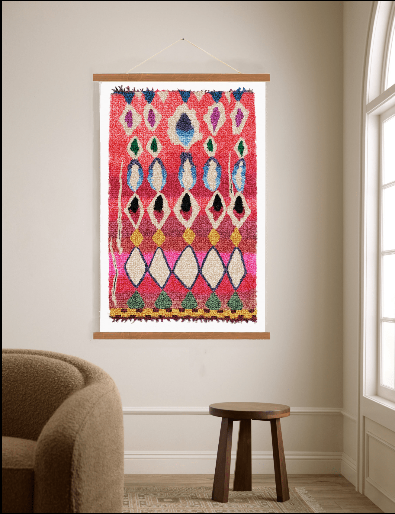 Set: Kunstdruck Berber rosa mit Magnetrahmen - Kilim