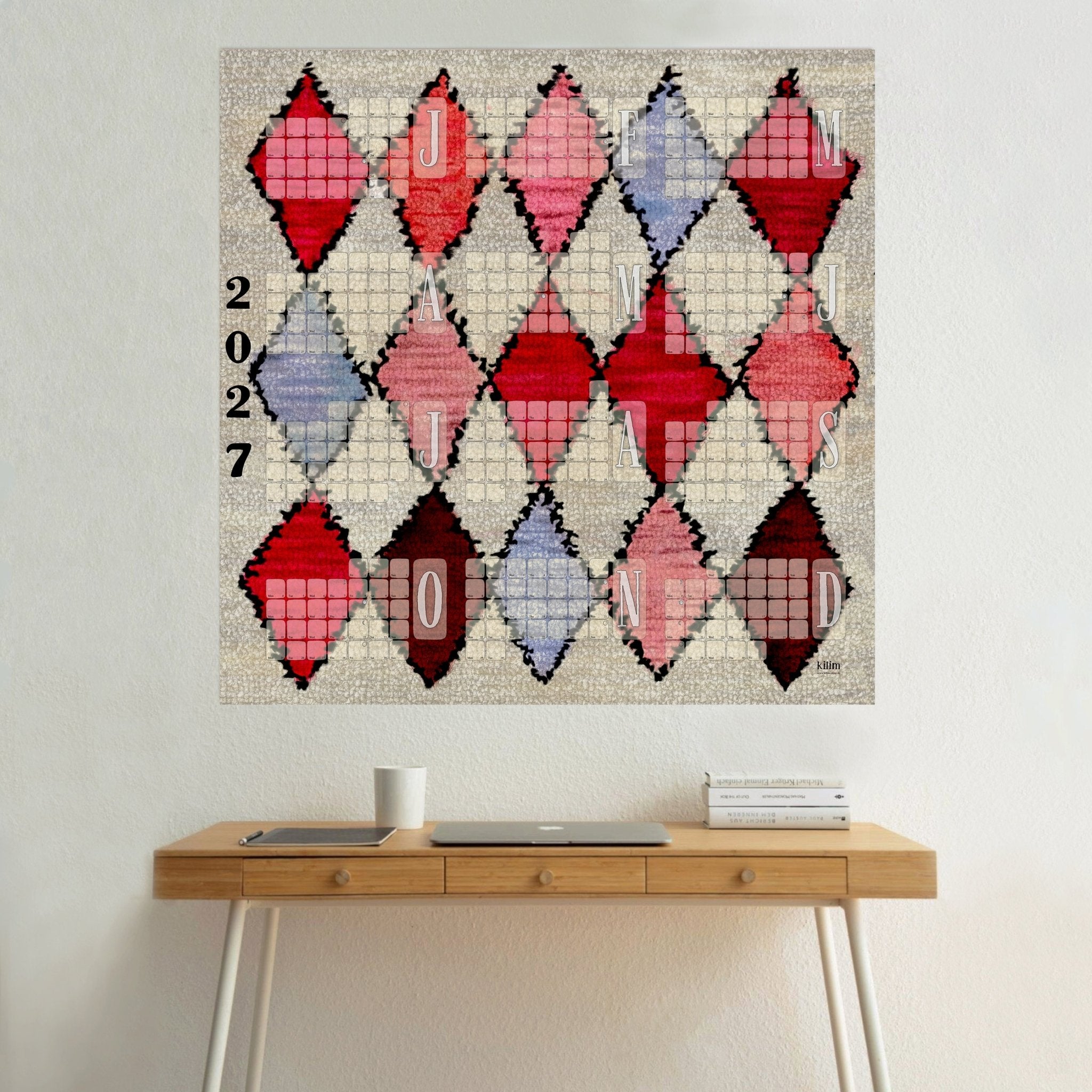 Wandkalender 2027 // Geburtstagskalender // Berber Rose - Kilim