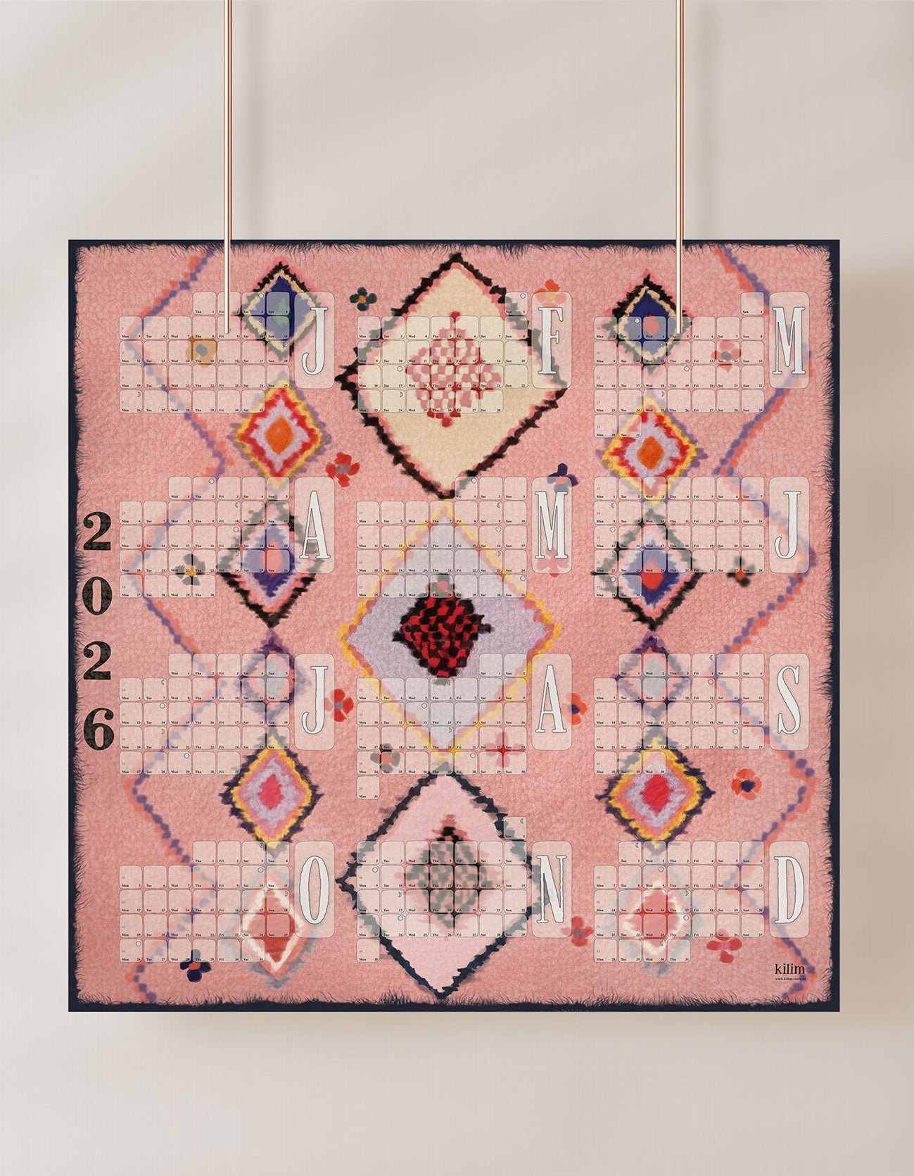 Wandkalender // Berber Babouche pastellrosa - Kilim