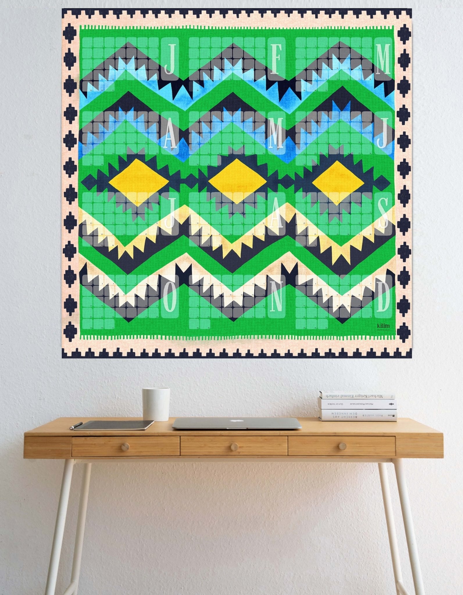 Wandkalender // Kilim Classic grün - Kilim