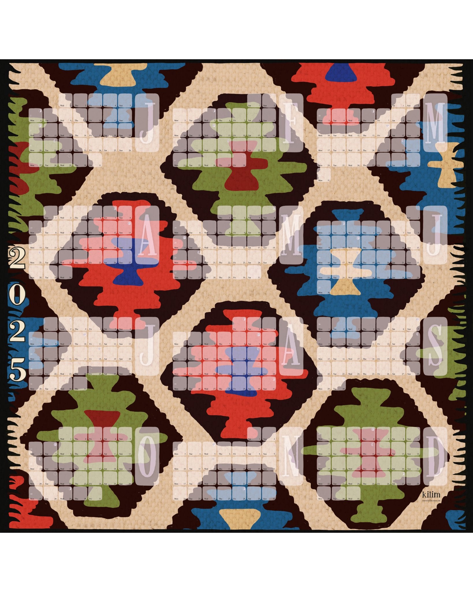 Großer Wandkalender 2025 // Kilim Leo creme - Kilim