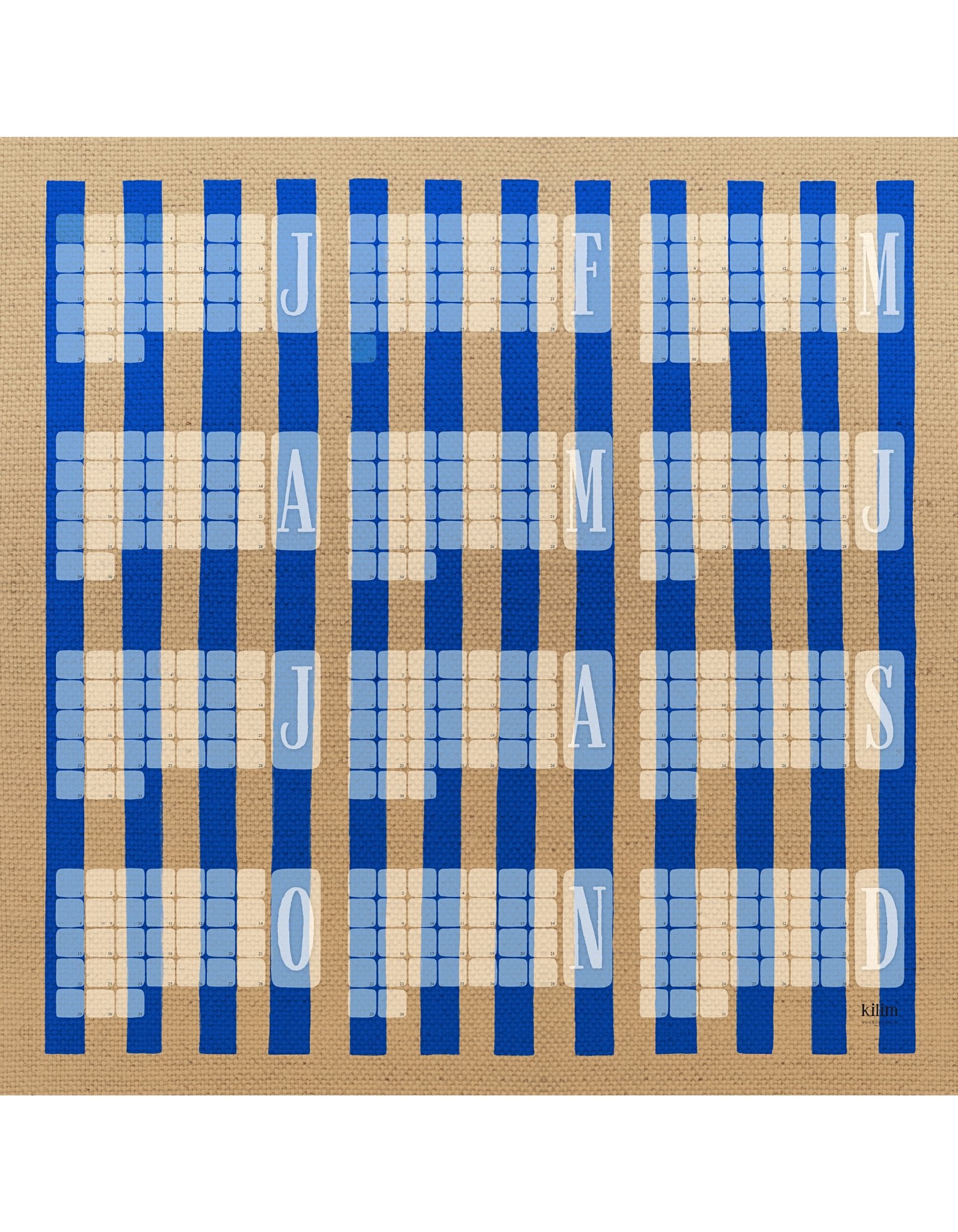 Wandkalender // Kilim Stripe creme blau - Kilim