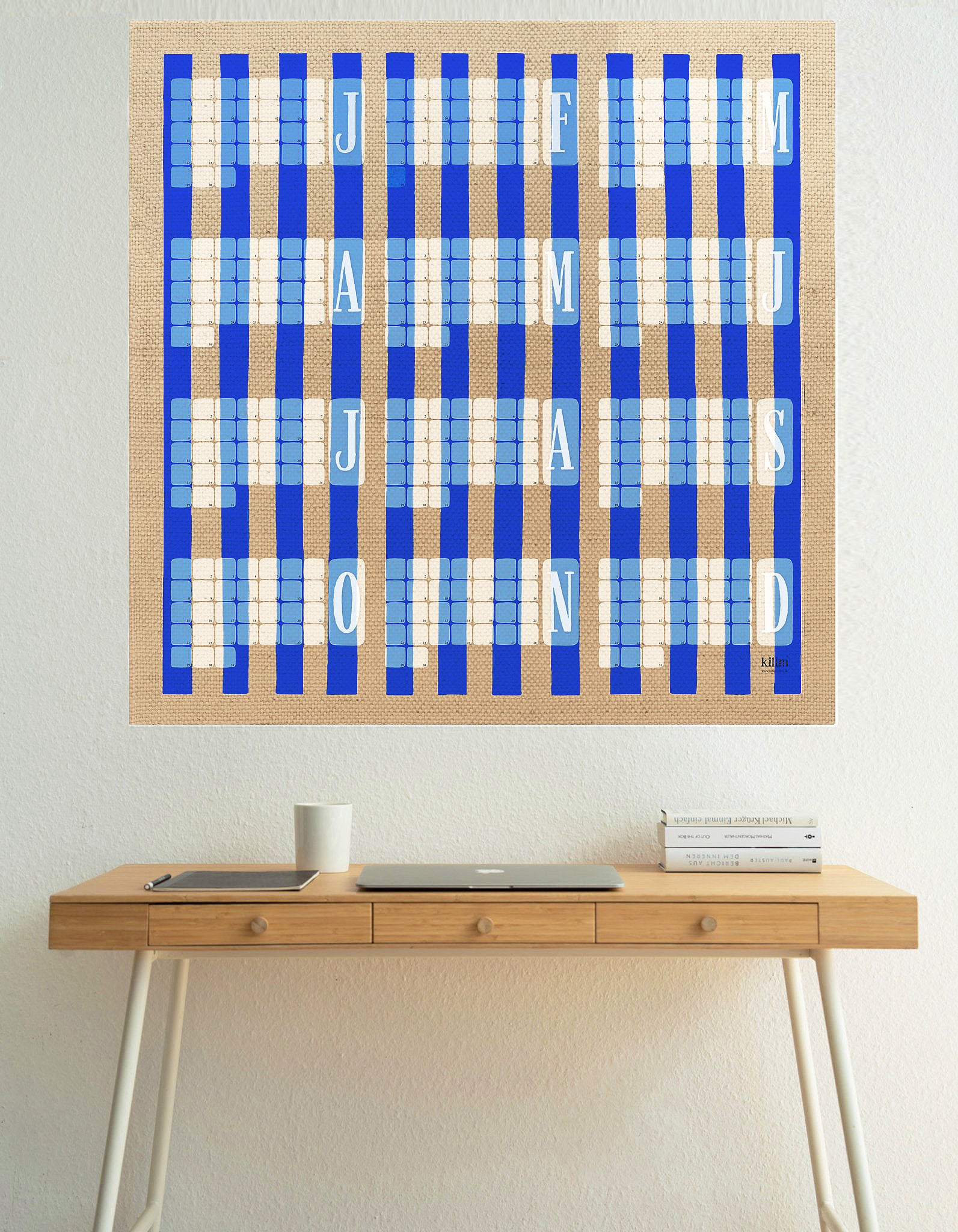 Calendário de parede // Listras Kilim creme azul