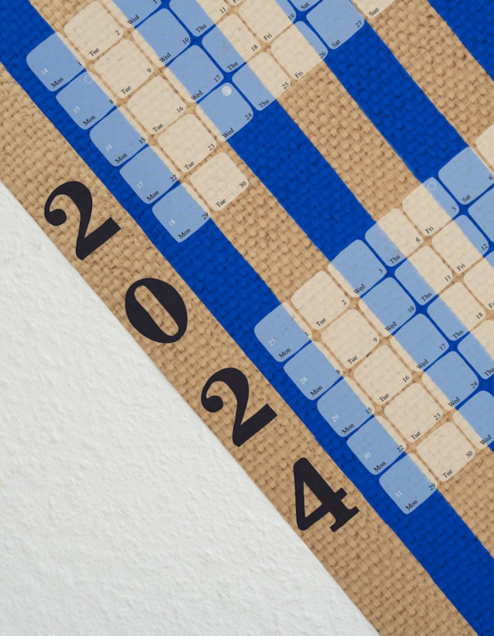 Wandkalender 2024 // Kilim Stripe creme blau - Kilim