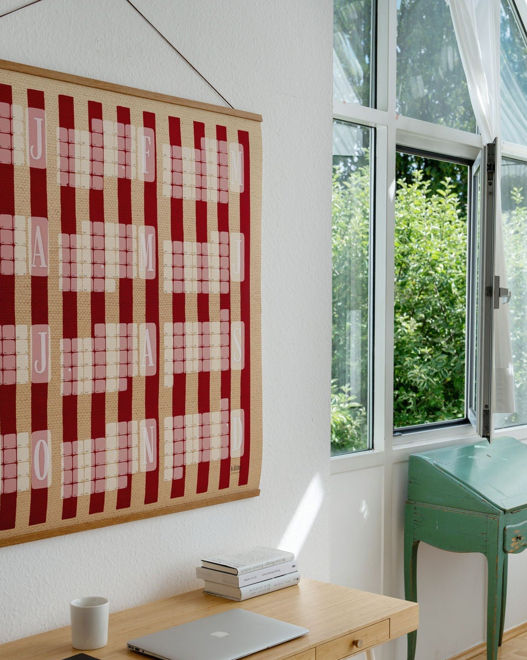 Wandkalender 2024 // Sonderedition: Kilim Stripe creme rot - Kilim